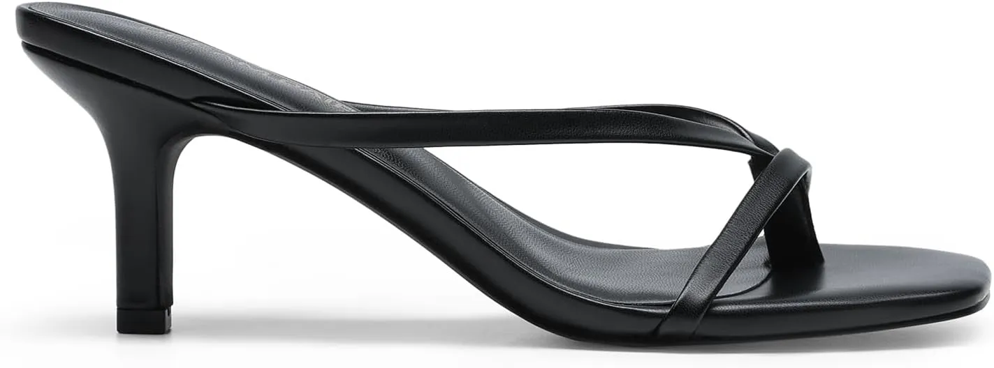 DREAM PAIRS Heels for Women Flip Flops Kitten Low Heels Open Square Toe Thong Heeled Sandals, Sexy Fashion Comfort Shoes for Party Casual Slides