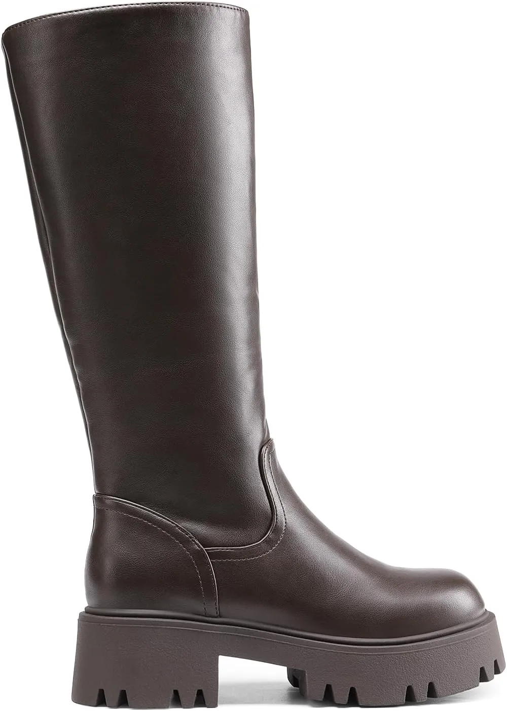 DREAM PAIRS Knee High Boots, Comfortable Chunky Platform Round-Toe Side Zip Boots for Women