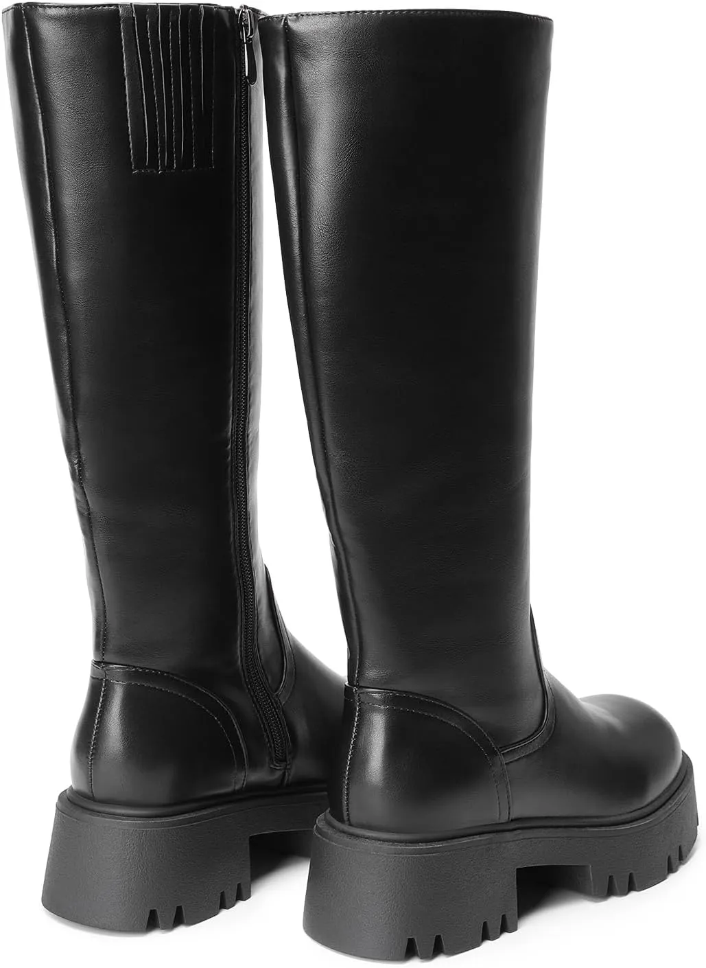 DREAM PAIRS Knee High Boots, Comfortable Chunky Platform Round-Toe Side Zip Boots for Women