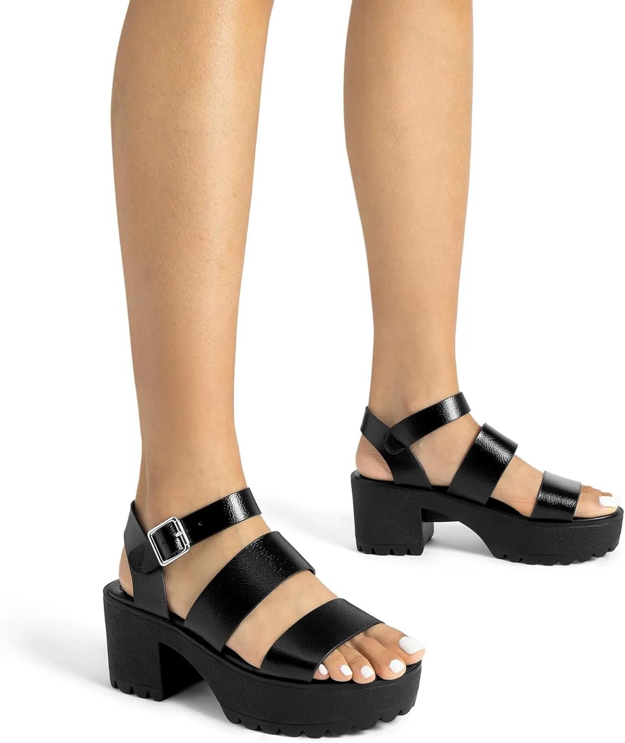 DREAM PAIRS Platform Heels for Women Lightweight Chunky Open Toe Stylish Comfortable Fisherman Sandals with Adjustable Ankle Strap