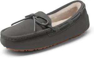 DREAM PAIRS Women's House Slippers Indoor Outdoor Moccasin Fuzzy Fluffy Furry Loafers Suede Leather Warm Shoes