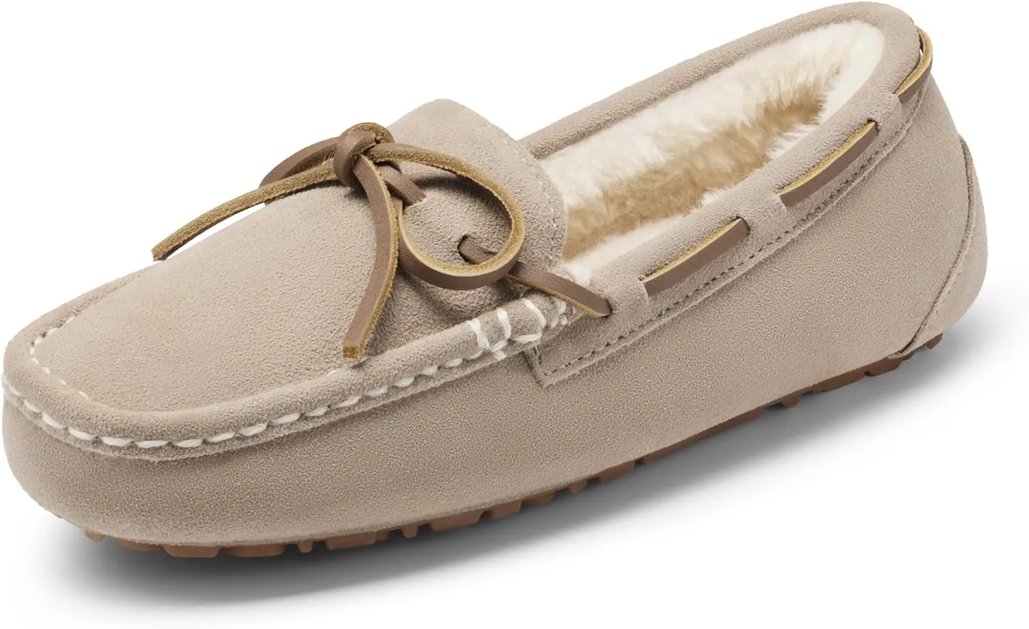 DREAM PAIRS Women's House Slippers Indoor Outdoor Moccasin Fuzzy Fluffy Furry Loafers Suede Leather Warm Shoes