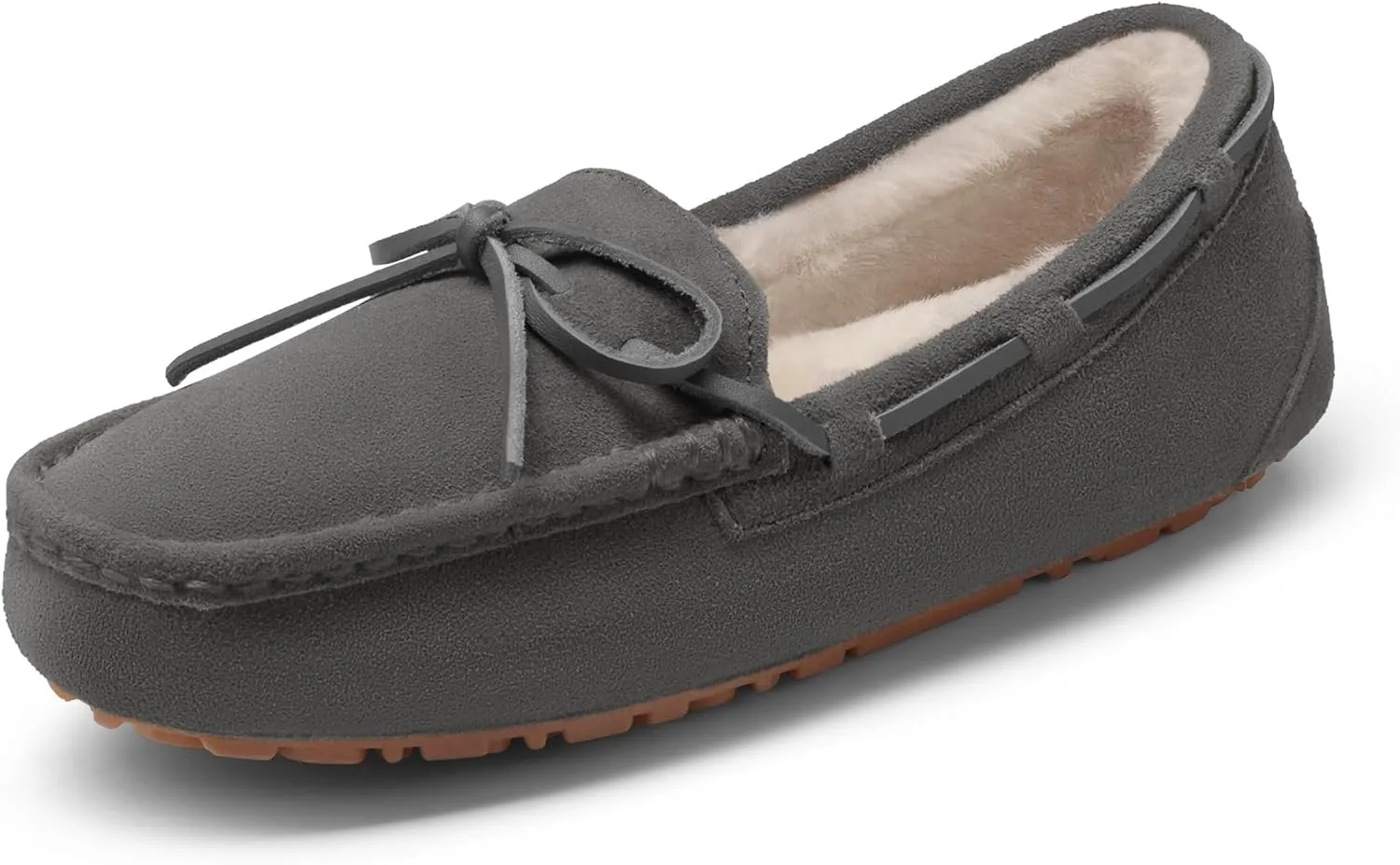 DREAM PAIRS Women's House Slippers Indoor Outdoor Moccasin Fuzzy Fluffy Furry Loafers Suede Leather Warm Shoes