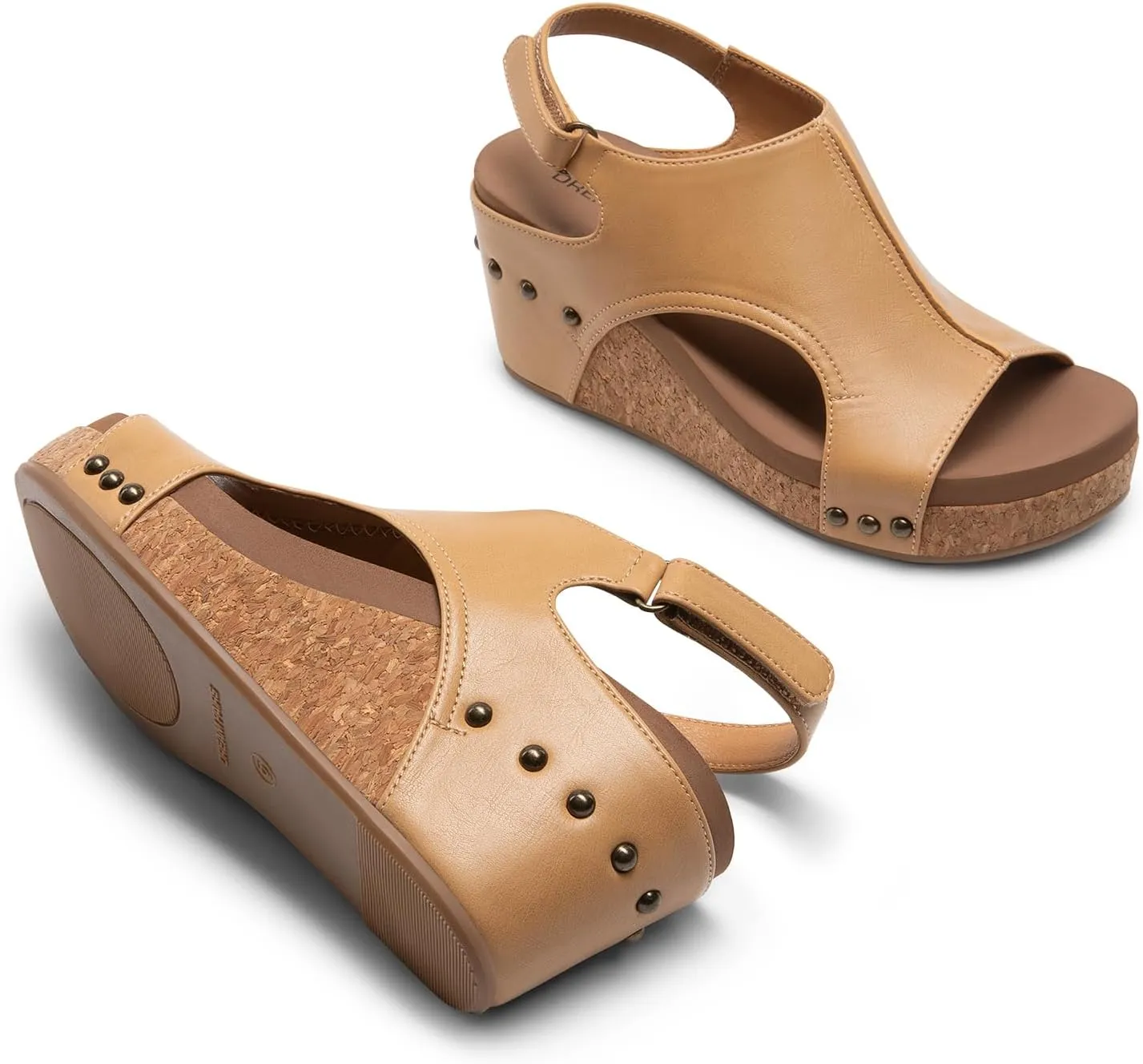 DREAM PAIRS Women's Platform Wedge Sandals, Comfortable Open-Toe Cork Casual & Dressy Summer Shoes