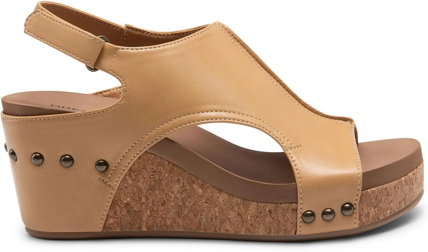 DREAM PAIRS Women's Platform Wedge Sandals, Comfortable Open-Toe Cork Casual & Dressy Summer Shoes