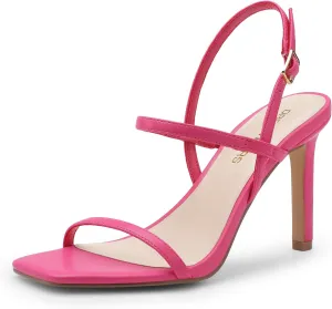 DREAM PAIRS Women’s Slingback Heels High Stilettos Open Square Toe Ankle Strap Pumps Sexy Comfort Strappy Dress Shoes Wedding Bridal Heeled Sandals