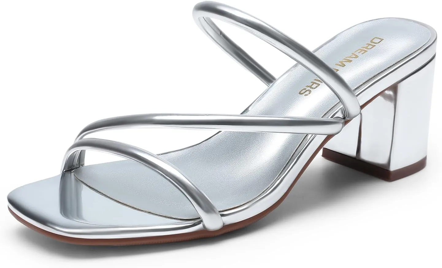DREAM PAIRS Women's Strappy Heels Open Toe Low Chunky Heel Slip On Mules Square Block Sandals Dress Shoes