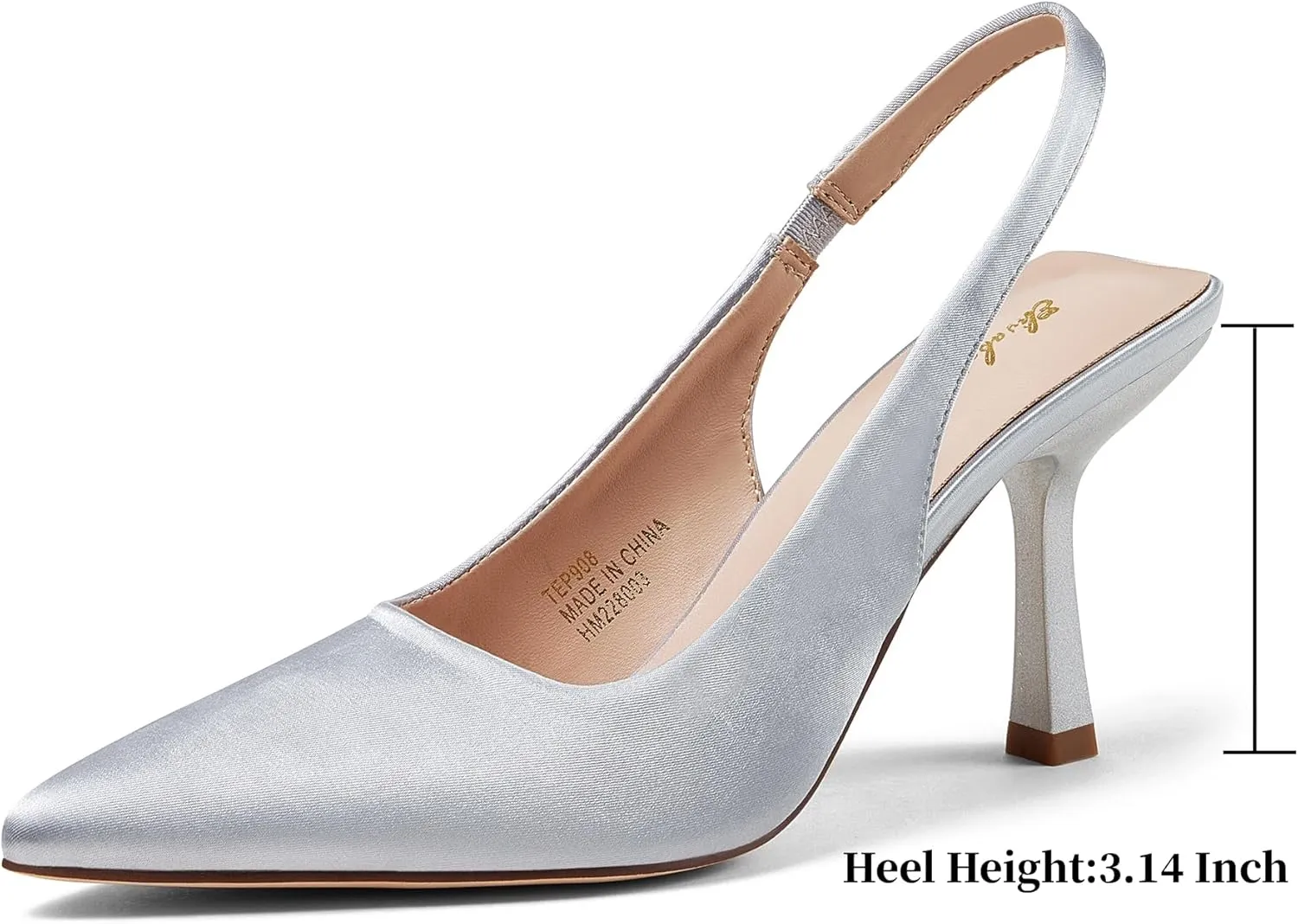 Elisabet Tang 3.14 in Trendy Slingback Stiletto Pumps for Women - Sexy Slip on Pointed Closed Toe mid High Heels Daily Party Office