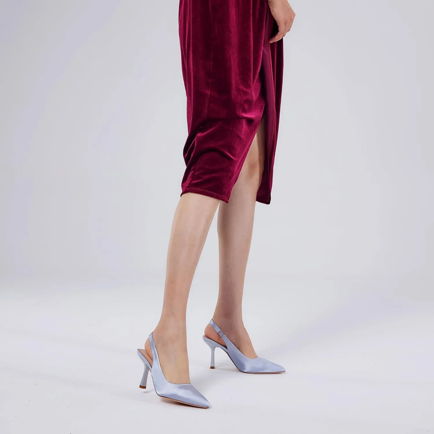 Elisabet Tang 3.14 in Trendy Slingback Stiletto Pumps for Women - Sexy Slip on Pointed Closed Toe mid High Heels Daily Party Office