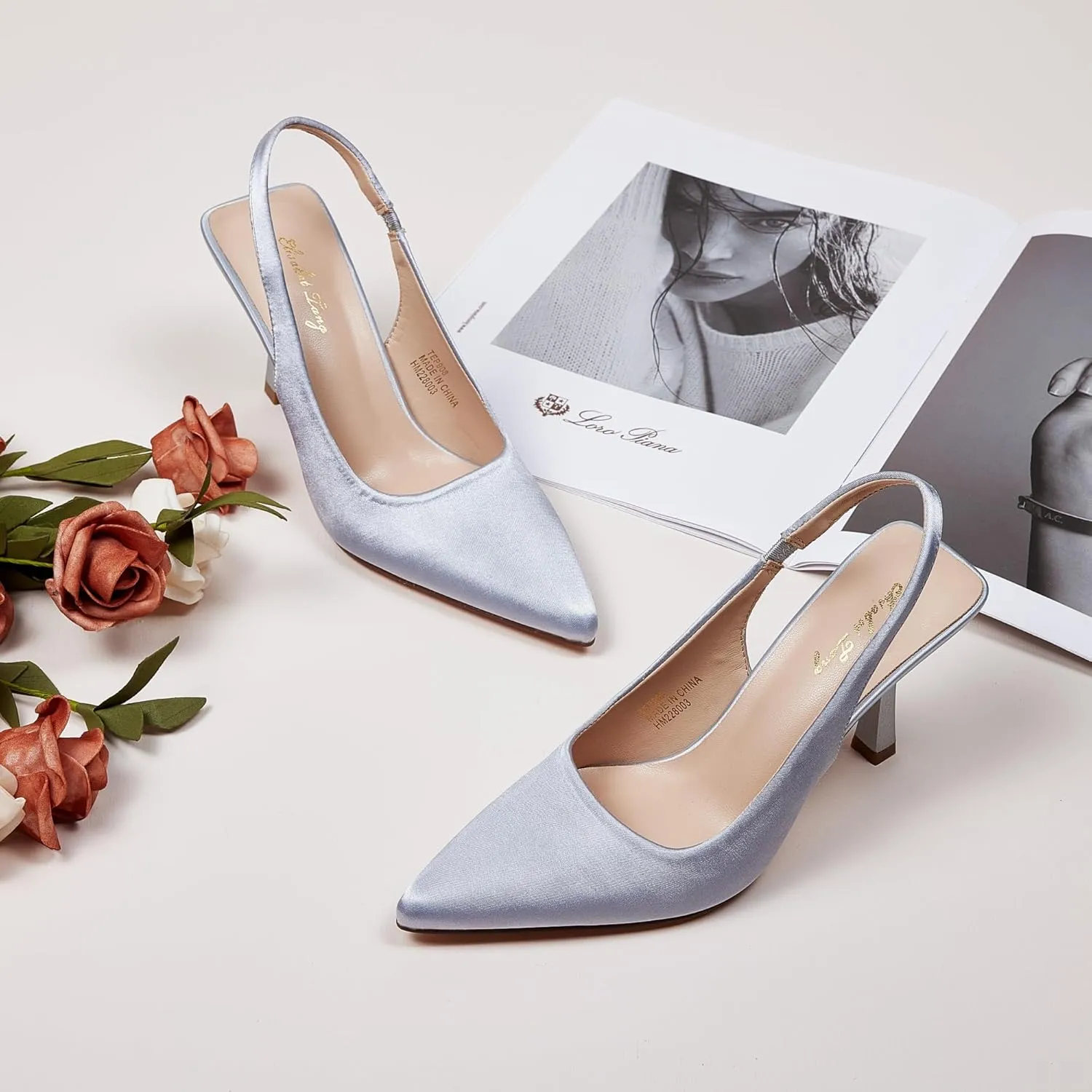 Elisabet Tang 3.14 in Trendy Slingback Stiletto Pumps for Women - Sexy Slip on Pointed Closed Toe mid High Heels Daily Party Office
