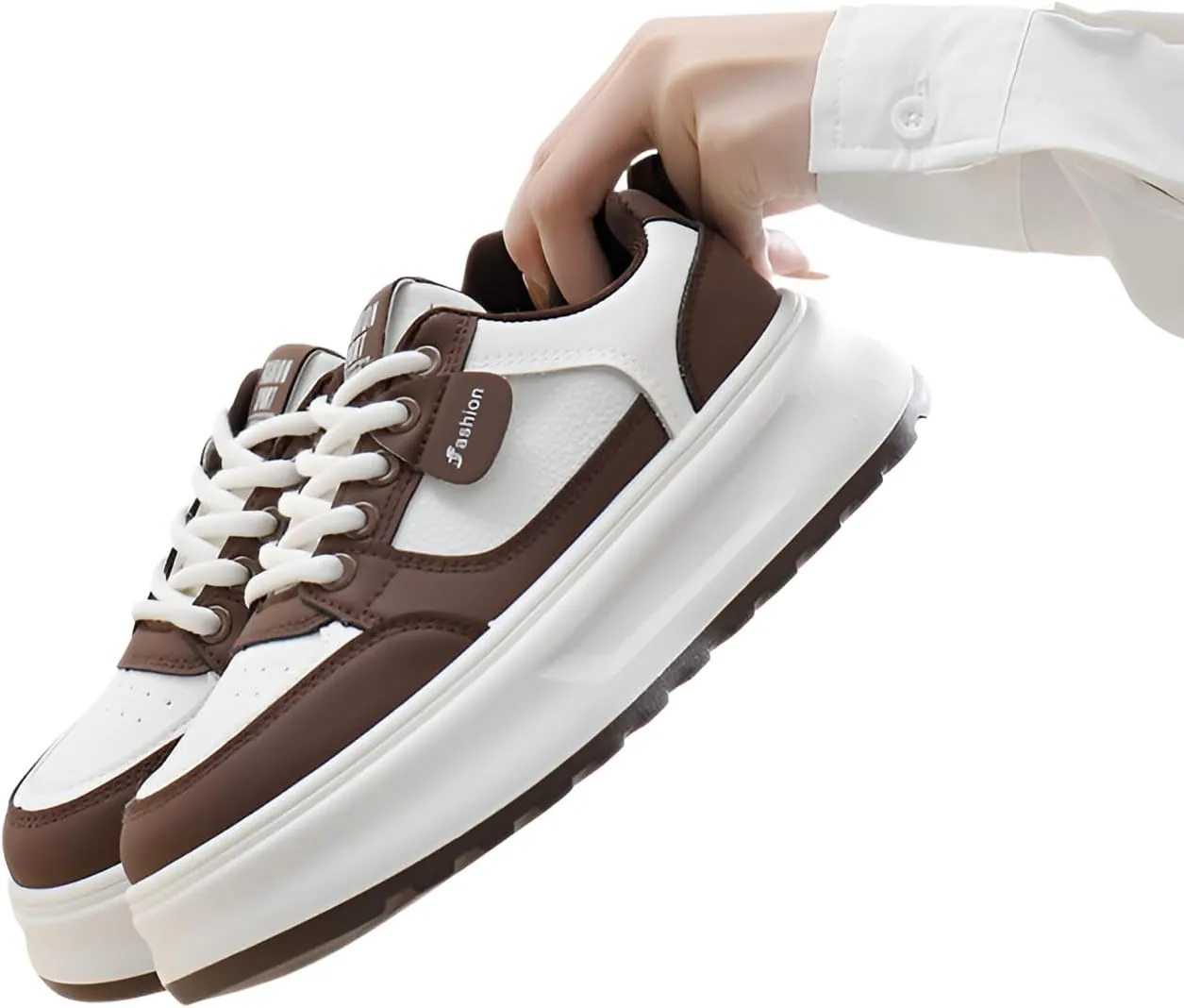 Ellniges]Breathable White Platform Sneakers Women - 2025 Korean Fashion Shoes with Elastic Collar & Anti-Slip Pattern, 4.5CM Height Boost Comfort Walking Shoes for College/Office/Travel