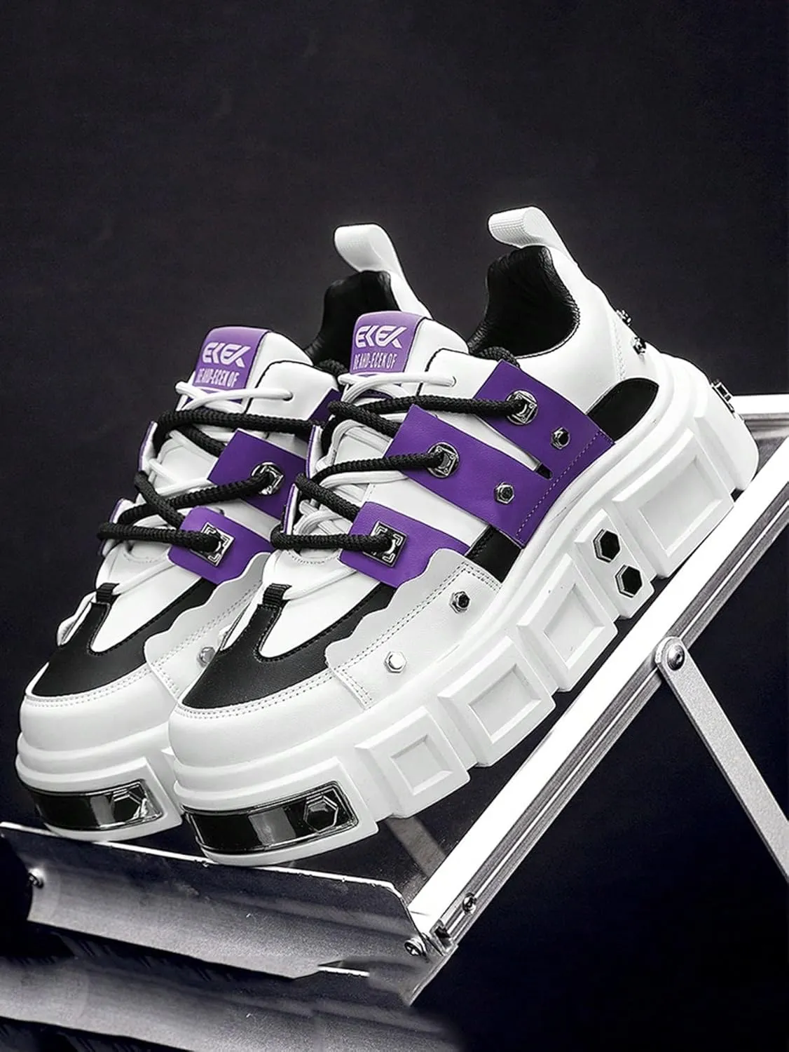 Faux Leather Y2K Punk Studded Platform Sneakers for Men and Women Thick Sole Casual Streetwear Shoes with 2.75 Inch Lift for Night Out Concert Fashion Looks