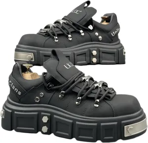 Faux Leather Y2K Punk Studded Platform Sneakers for Men and Women Thick Sole Casual Streetwear Shoes with 2.75 Inch Lift for Night Out Concert Fashion Looks