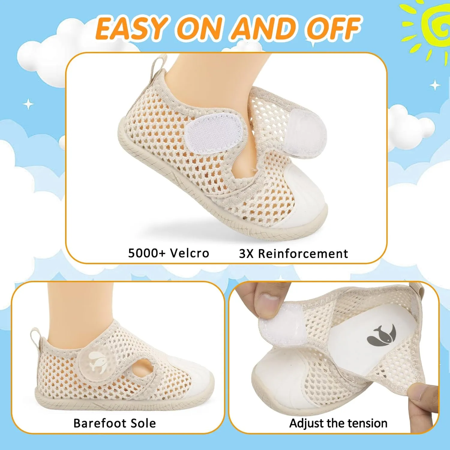 FEETCITY Toddler Sandals Boys Girls Water Shoes Baby Quick-Dry Aqua Socks Beach Swim Pool Barefoot Shoes