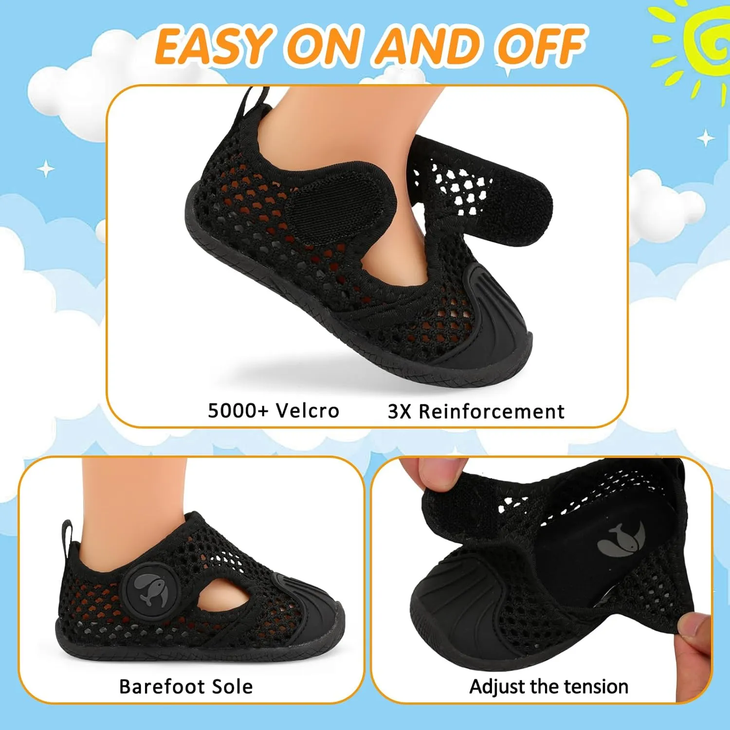 FEETCITY Toddler Sandals Boys Girls Water Shoes Baby Quick-Dry Aqua Socks Beach Swim Pool Barefoot Shoes
