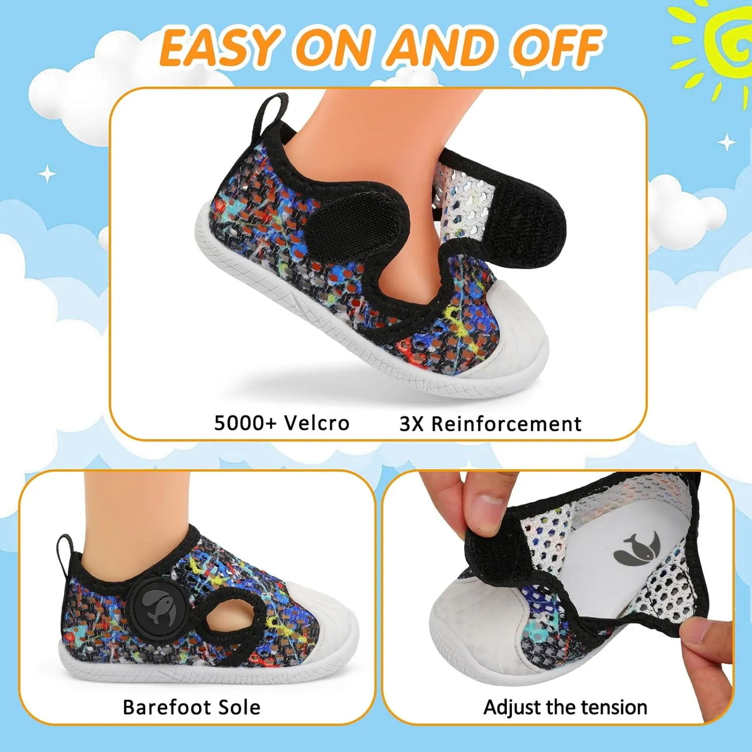 FEETCITY Toddler Sandals Boys Girls Water Shoes Baby Quick-Dry Aqua Socks Beach Swim Pool Barefoot Shoes