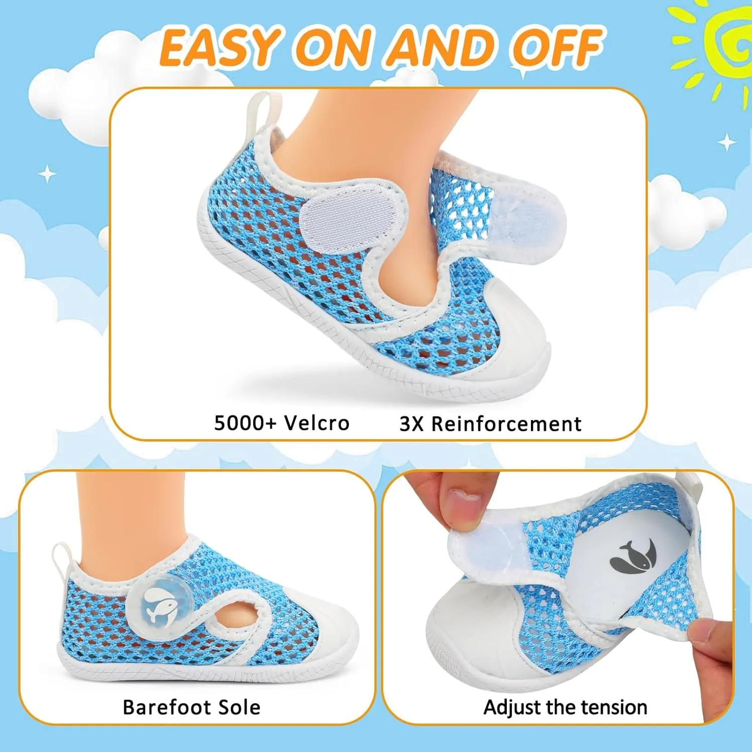 FEETCITY Toddler Sandals Boys Girls Water Shoes Baby Quick-Dry Aqua Socks Beach Swim Pool Barefoot Shoes