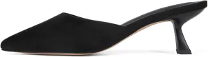 Fericzot Women Mesh Kitten Heel Mules-Slip on Backless Slides Pointed Closed Toe Low Stiletto Heels Wedding Party Daily Dress Shoes
