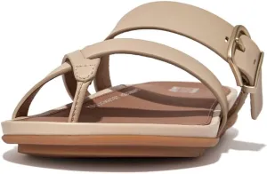 FitFlop Women's Gracie Buckle Leather Strappy Toe-Post Sandals Wedge