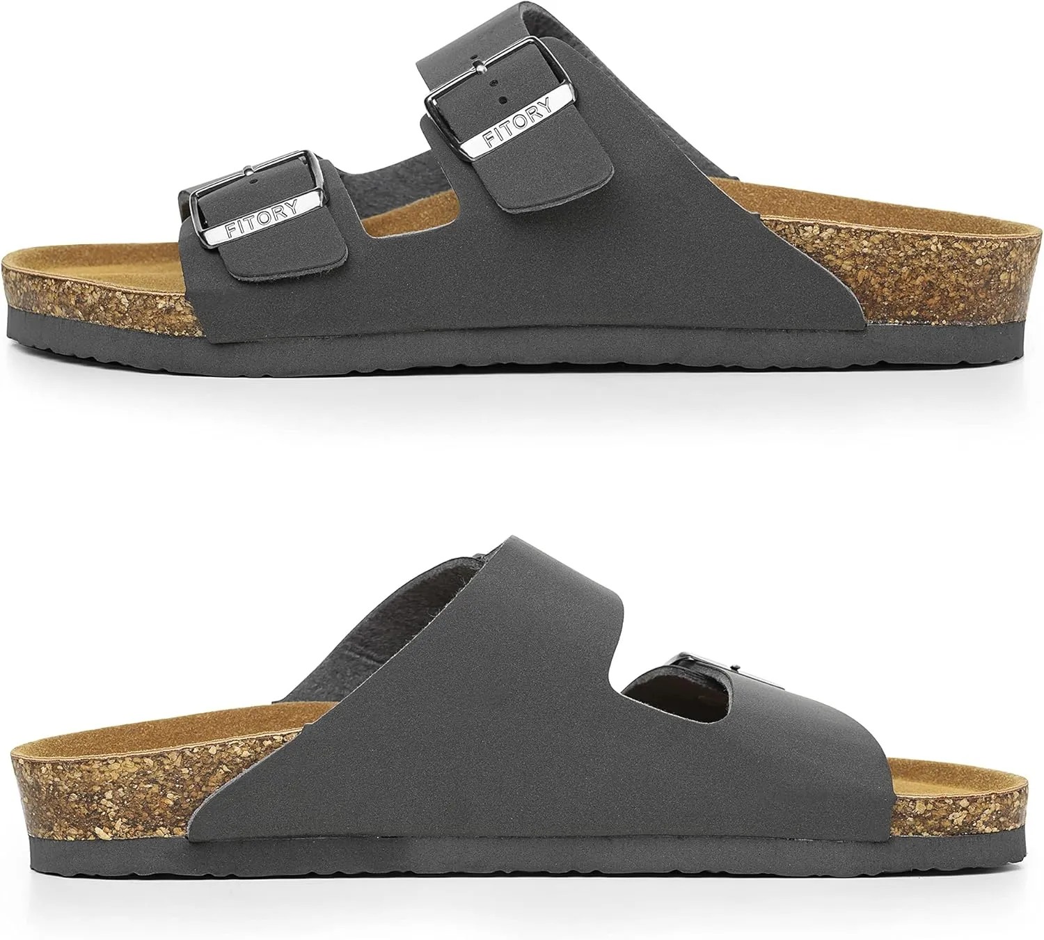 FITORY Mens Sandals, Arch Support Slides with Adjustable Buckle Straps and Cork Footbed Size 7-14.5