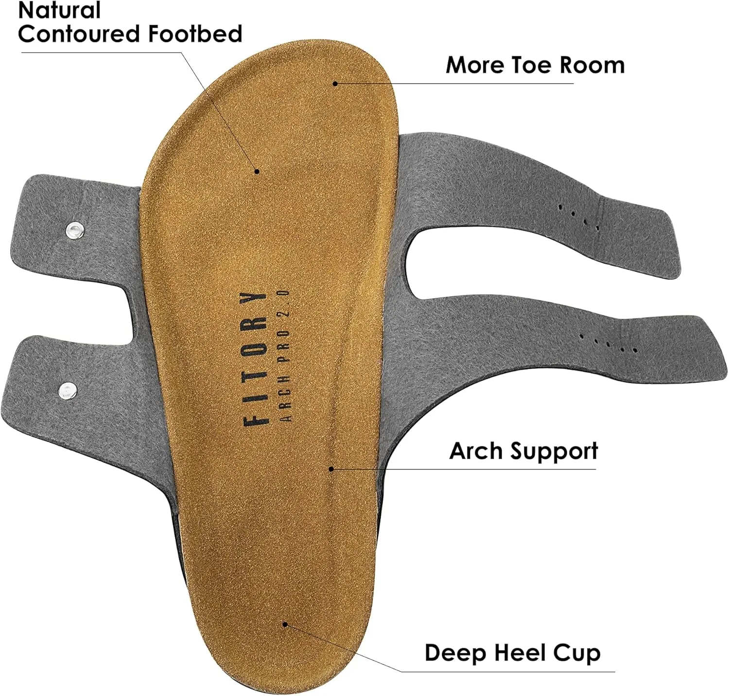 FITORY Mens Sandals, Arch Support Slides with Adjustable Buckle Straps and Cork Footbed Size 7-14.5