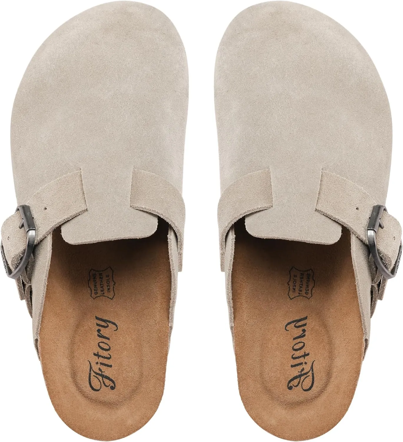 FITORY Womens Clogs Slip-on Potato Shoes Leather Mules with Suede Cork Footbed Size 6-11