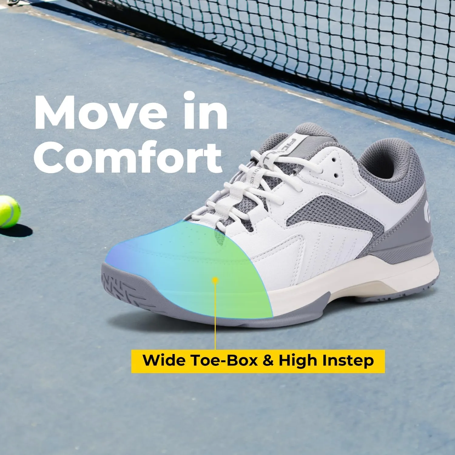 FitVille Men‘s Wide Pickleball Shoes All Court Tennis Shoes with Arch Support for Plantar Fasciitis
