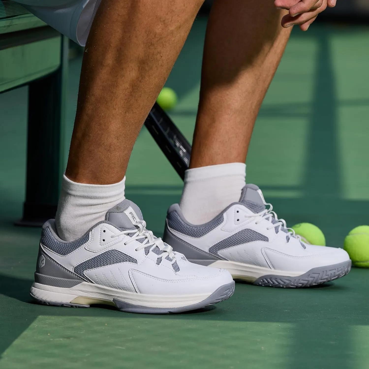 FitVille Men‘s Wide Pickleball Shoes All Court Tennis Shoes with Arch Support for Plantar Fasciitis