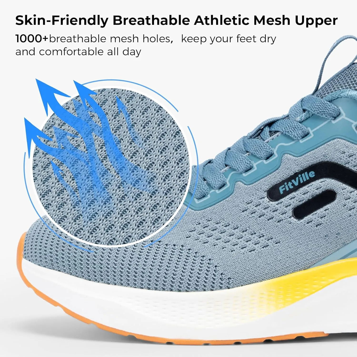 FitVille Wide Sneakers for Men Walking Shoes Wide Width Cushion Road Running Shoe Orthopedic Tennis Shoes Arch Support for Plantar Fasciitis Relief