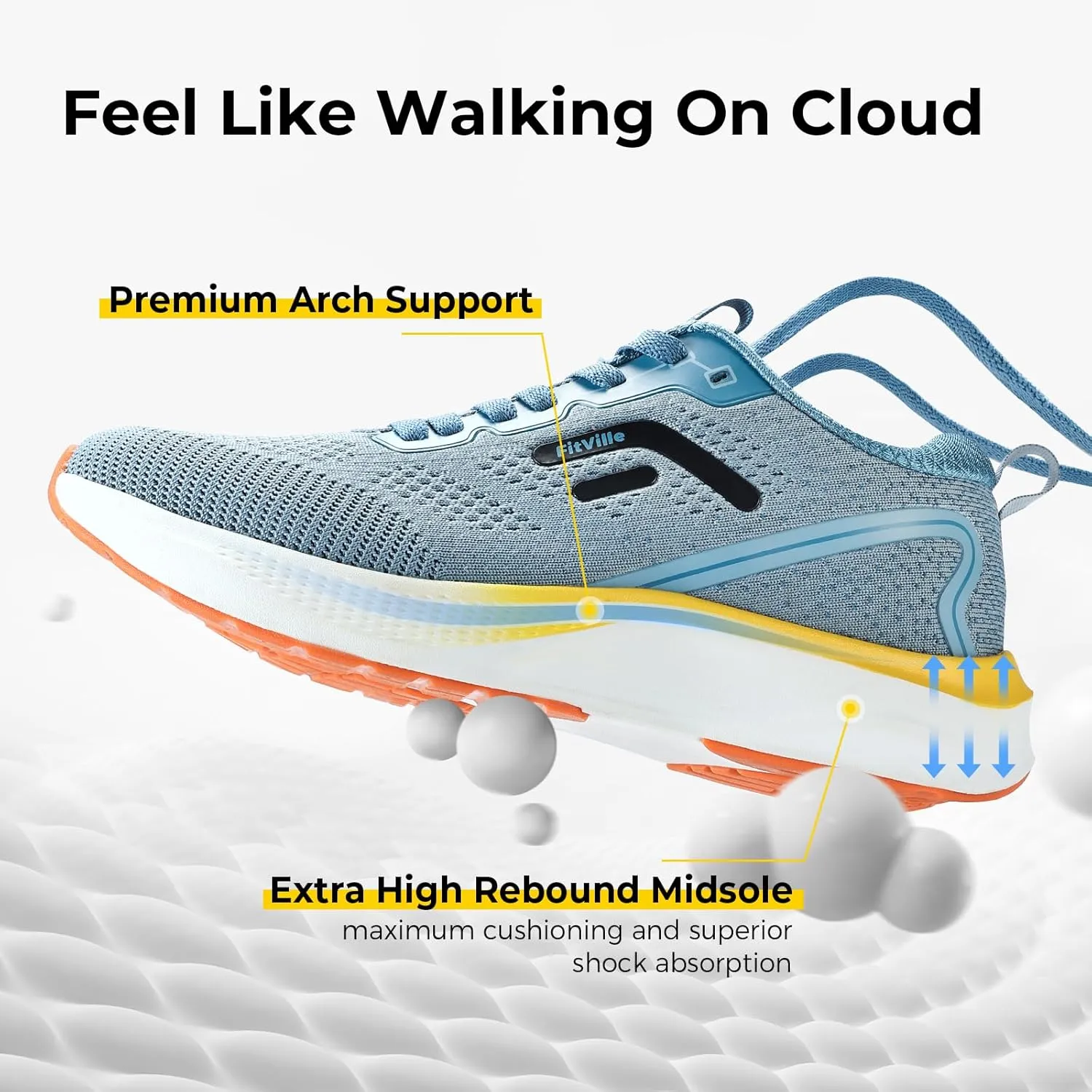 FitVille Wide Sneakers for Men Walking Shoes Wide Width Cushion Road Running Shoe Orthopedic Tennis Shoes Arch Support for Plantar Fasciitis Relief