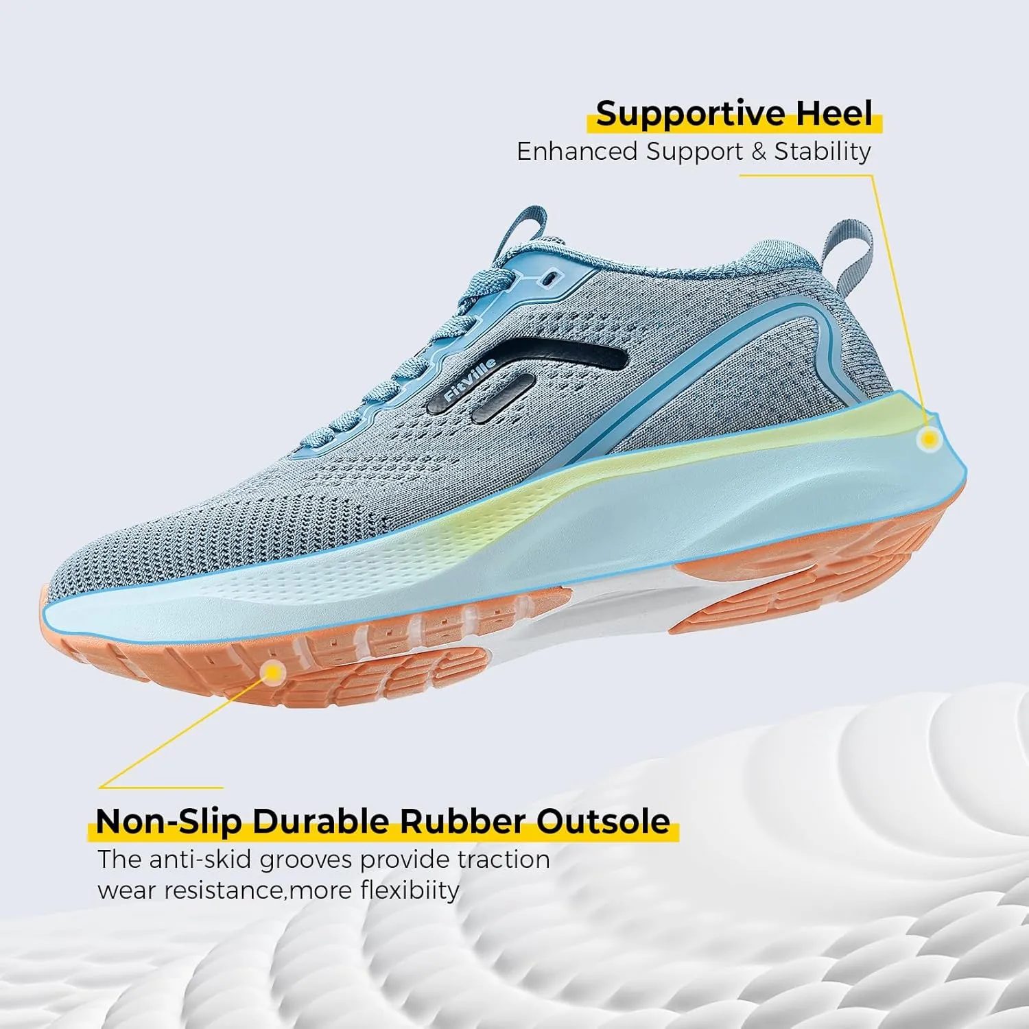 FitVille Wide Sneakers for Men Walking Shoes Wide Width Cushion Road Running Shoe Orthopedic Tennis Shoes Arch Support for Plantar Fasciitis Relief