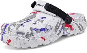 FLIOZY Men’s Camouflage Garden Clogs Comfortable Non-Slip Beach & Pool Mules, Lightweight Athletic Outdoor Sandals with Adjustable Back Strap