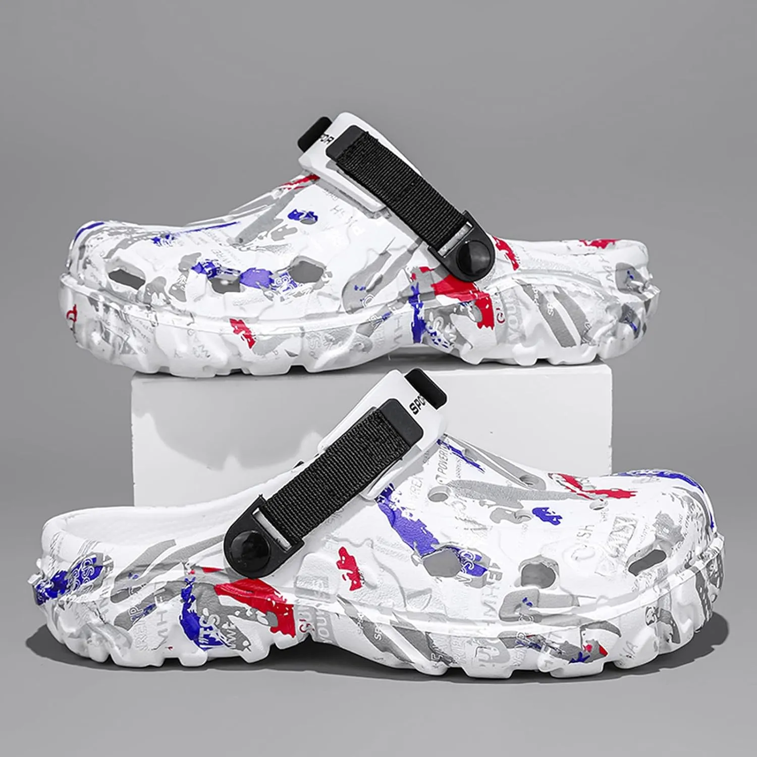 FLIOZY Men’s Camouflage Garden Clogs Comfortable Non-Slip Beach & Pool Mules, Lightweight Athletic Outdoor Sandals with Adjustable Back Strap