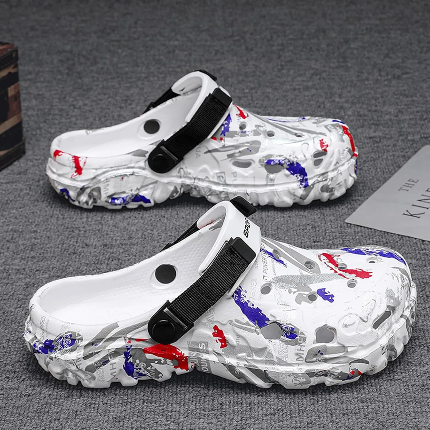 FLIOZY Men’s Camouflage Garden Clogs Comfortable Non-Slip Beach & Pool Mules, Lightweight Athletic Outdoor Sandals with Adjustable Back Strap