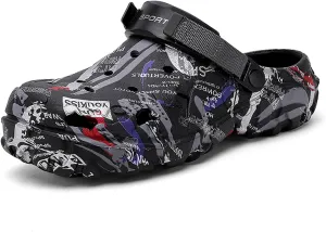 FLIOZY Men’s Camouflage Garden Clogs Comfortable Non-Slip Beach & Pool Mules, Lightweight Athletic Outdoor Sandals with Adjustable Back Strap