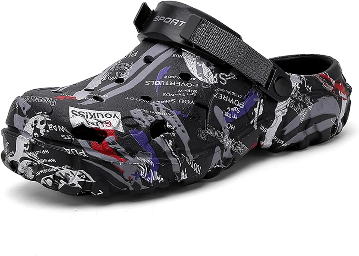 FLIOZY Men’s Camouflage Garden Clogs Comfortable Non-Slip Beach & Pool Mules, Lightweight Athletic Outdoor Sandals with Adjustable Back Strap