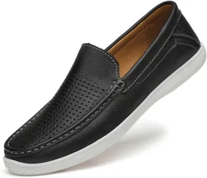 FMURY Casual Mens Shoes Leather Slip On Shoes Men Loafers Driving