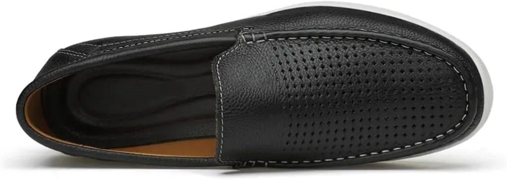 FMURY Casual Mens Shoes Leather Slip On Shoes Men Loafers Driving