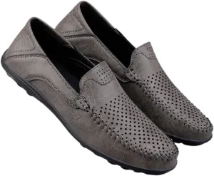 FMURY Men's Casual Shoes Leather Hollow Moccasions Breathable Men Sneakers Light Driving Shoes Men's Loafers