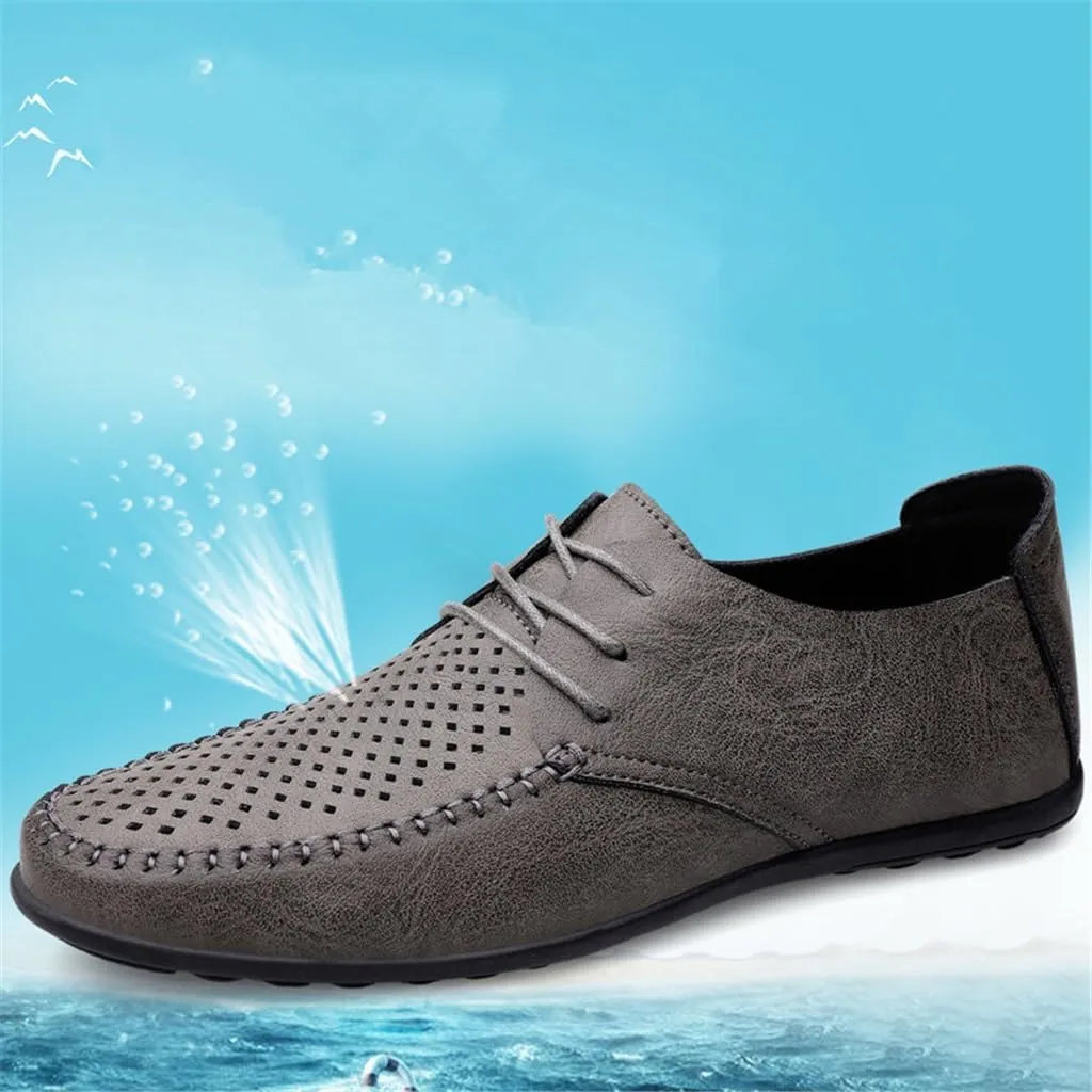 FMURY Men's Casual Shoes Leather Hollow Moccasions Breathable Men Sneakers Light Driving Shoes Men's Loafers