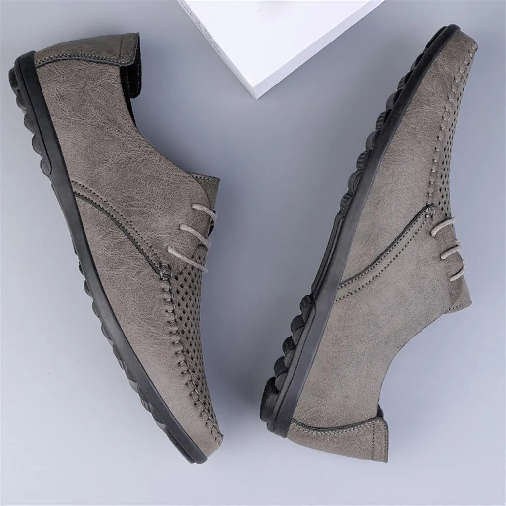 FMURY Men's Casual Shoes Leather Hollow Moccasions Breathable Men Sneakers Light Driving Shoes Men's Loafers