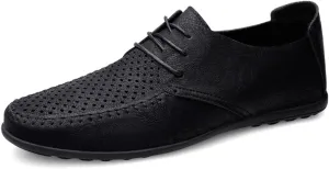 FMURY Men's Casual Shoes Leather Hollow Moccasions Breathable Men Sneakers Light Driving Shoes Men's Loafers