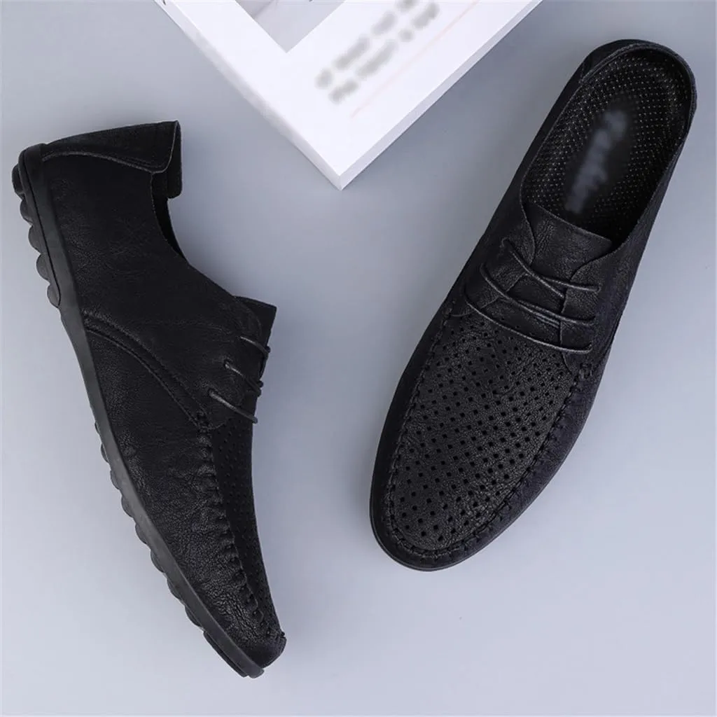 FMURY Men's Casual Shoes Leather Hollow Moccasions Breathable Men Sneakers Light Driving Shoes Men's Loafers
