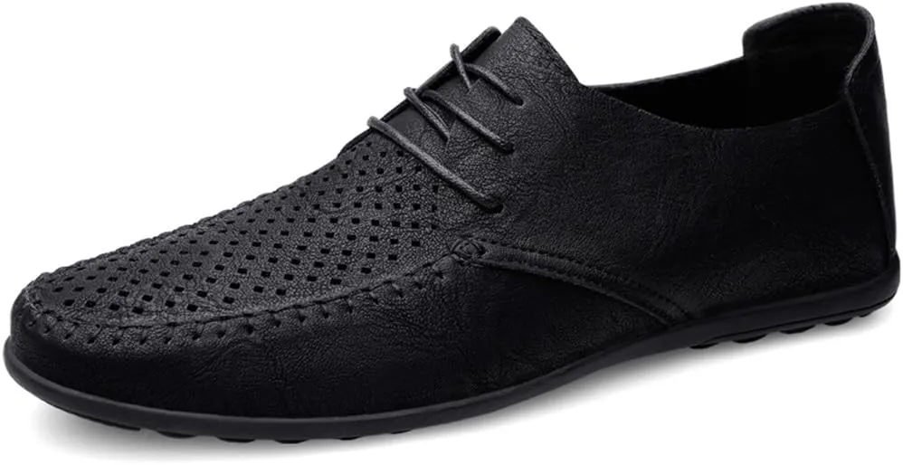 FMURY Men's Casual Shoes Leather Hollow Moccasions Breathable Men Sneakers Light Driving Shoes Men's Loafers