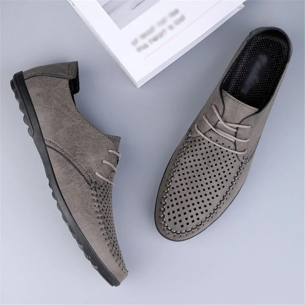 FMURY Men's Casual Shoes Leather Hollow Moccasions Breathable Men Sneakers Light Driving Shoes Men's Loafers