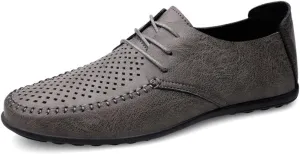 FMURY Men's Casual Shoes Leather Hollow Moccasions Breathable Men Sneakers Light Driving Shoes Men's Loafers