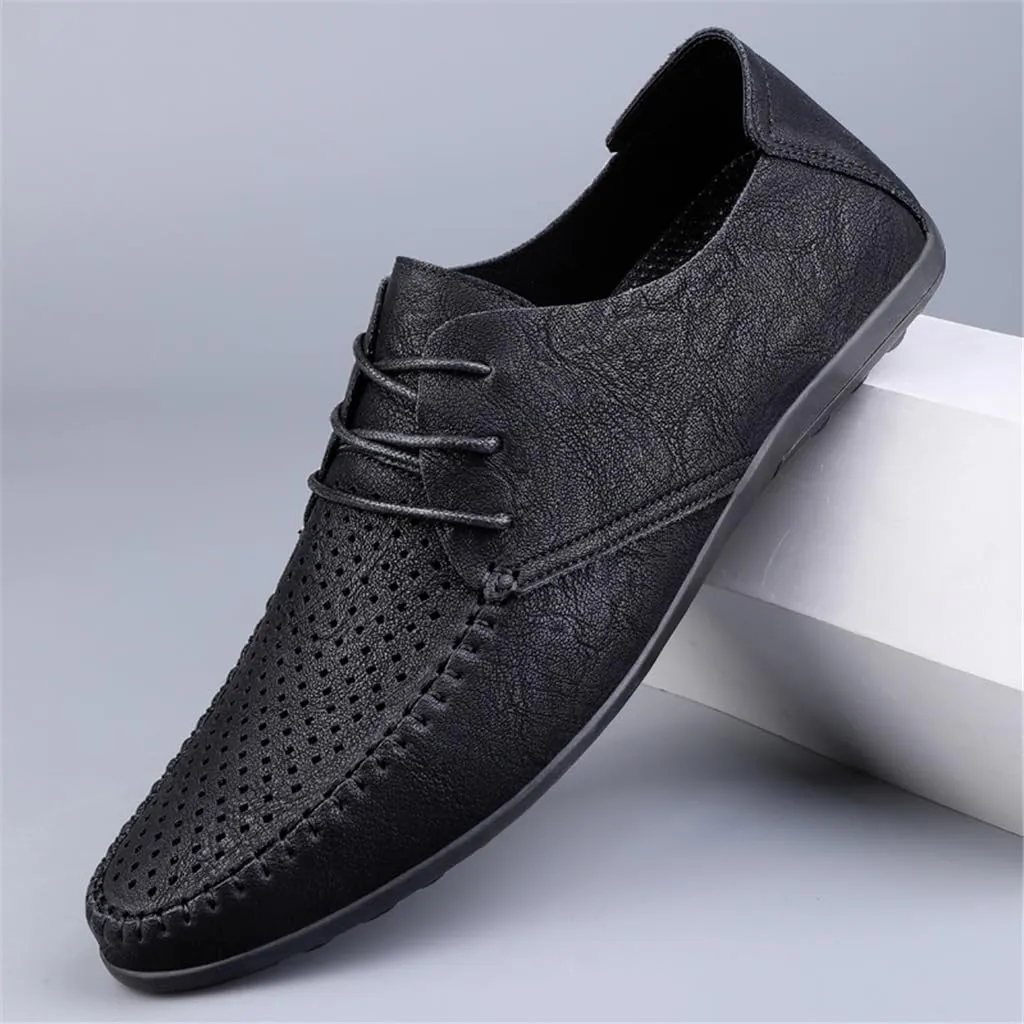 FMURY Men's Casual Shoes Leather Hollow Moccasions Breathable Men Sneakers Light Driving Shoes Men's Loafers