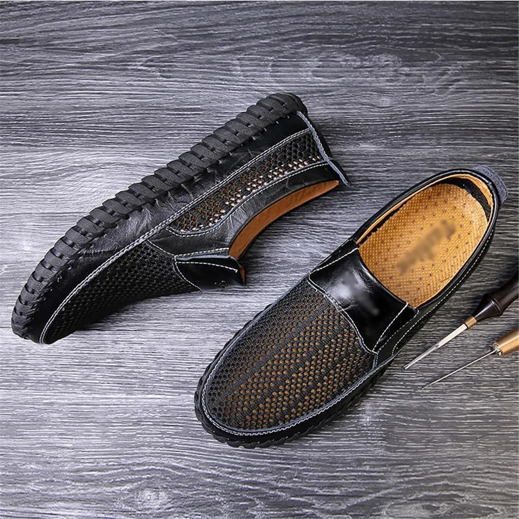 FMURY Outdoor Men Leather Shoes Loafers Mesh Men Sneakers Male Loafers Moccasins