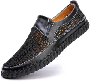 FMURY Outdoor Men Leather Shoes Loafers Mesh Men Sneakers Male Loafers Moccasins