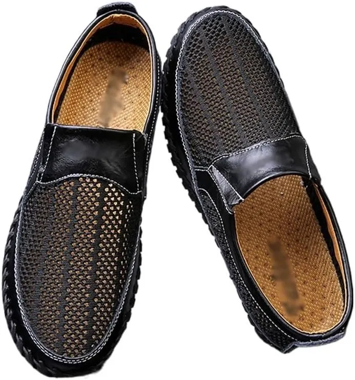 FMURY Outdoor Men Leather Shoes Loafers Mesh Men Sneakers Male Loafers Moccasins
